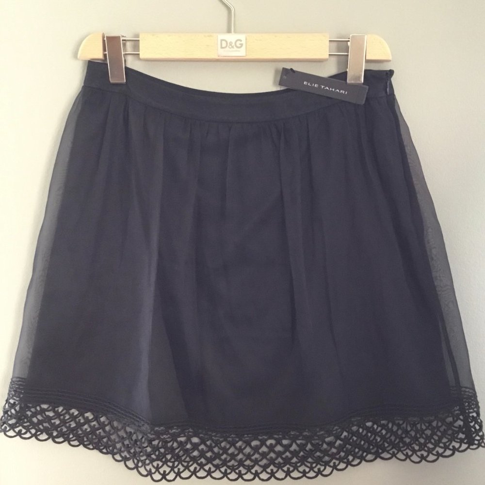 Ellie Tahari black silk skirt